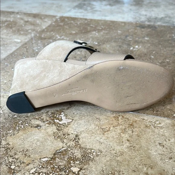 Salvatore Ferragamo Tan Slide Sandals with Metal Detail - Picture 9 of 13